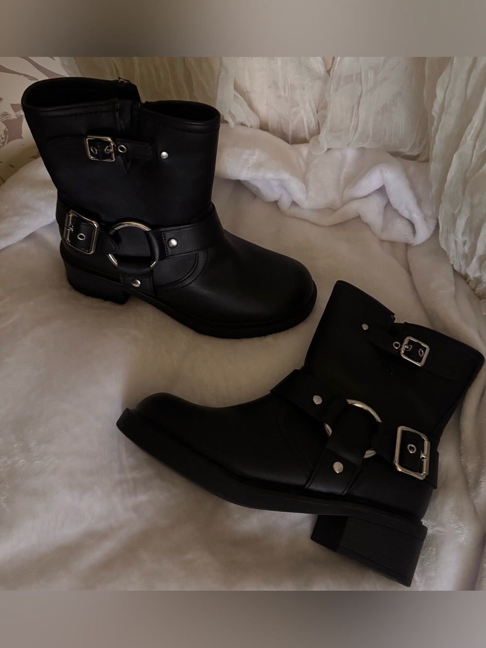 Target Black Buckle Ankle Booties with Ring Detail
